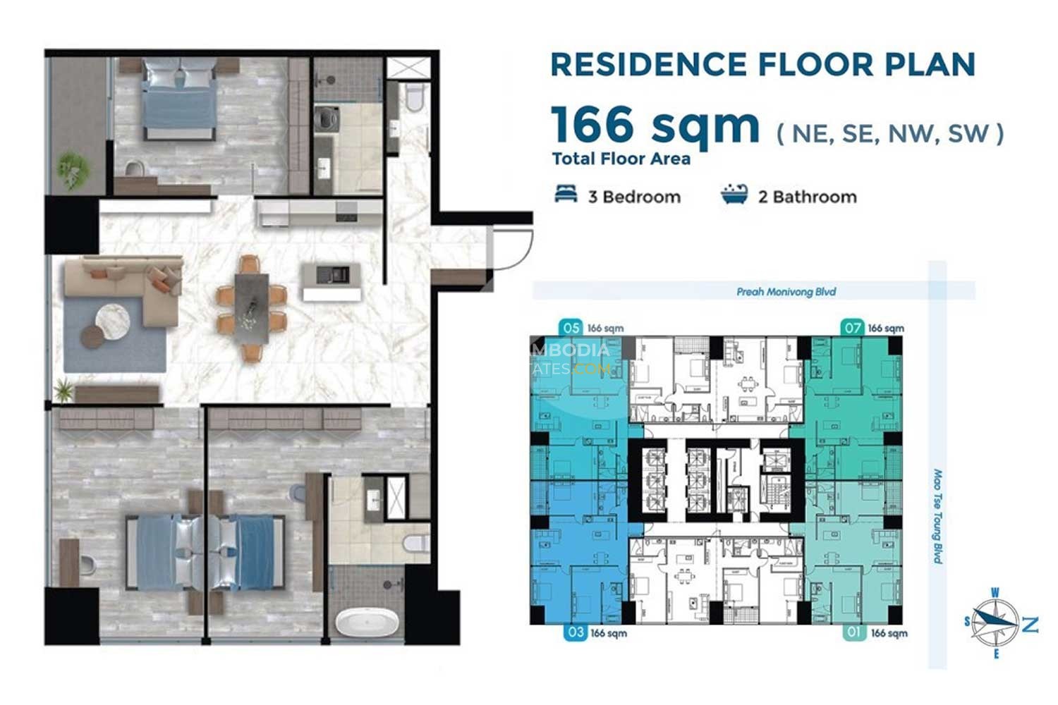 3-Bedroom-166-Type-A J-Tower 3 Phnom Penh