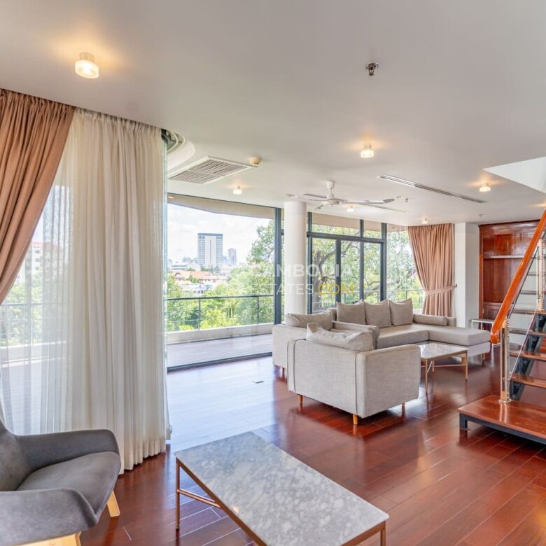 Luxury Duplex 3 Bedroom Penthouse for Rent in Wat Phnom, Phnom Penh | $3,200/Month